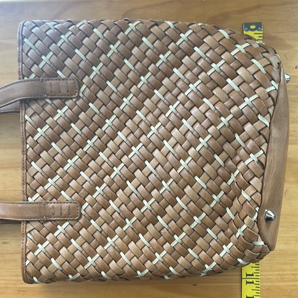 Nine West Tan and Cream Woven Tote Bag - Picture 12 of 14